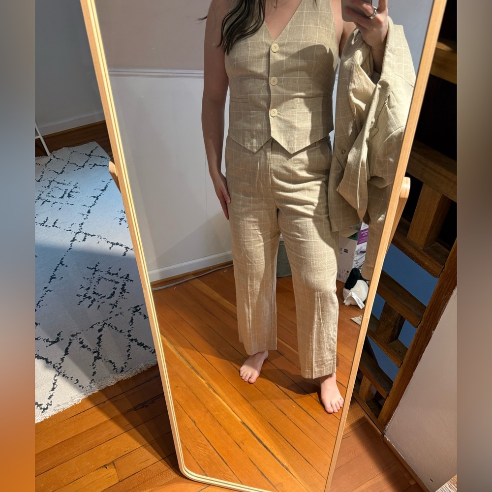 Madewell Beige windowpane Blazer, Vesg & Pants Suit - Picture 5 of 10